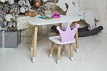 Білий столик хмарка 46х70х40 та стільчик корона фіолетовий 26.5х26х25, набір меблів для дитини стіл та стілець, фото 8