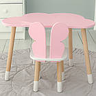 Стіл хмаринка 46х70х40 та стільчик метелик 26.5х26х25, дитячий столик та стілець для малювання/занять, рожевий з білим