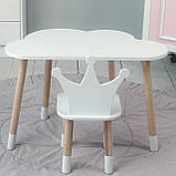 Столик хмаринка 46х70х40 і стільчик корона 26.5х26х25, стіл та стілець в дитячу, білий, фото 7