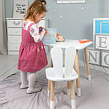 Стіл прямокутний 46х60х45 і стілець вушка кролика 26.5х26х25, столик та стільчик в дитячу, білий, фото 9