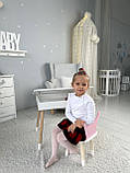Столик з відкидним верхом 53х60х45 і стільчик корона 26.5х26х25, стіл та стілець для дітей від 1 року, білий з рожевим, фото 4
