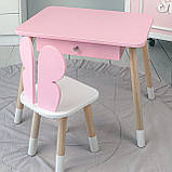 Дитячий столик з висувним ящиком 46х60х45, стіл для дівчинки з нішею, рожевий, фото 8