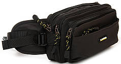 Сумка на три блискавки на пояс бананка крос боді тканинна слінг crossbody чоловіча поясна чорна Lanpad 63737