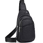 Сумка слінг чоловіча через плече 17х32х8, бананка з натуральної шкіри TIDING BAG A25F-515-1A чорна