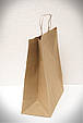 Паперовий пакет крафт коричневий, з крученими ручками 380*320*150, фото 3
