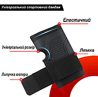 Фіксуючий бандаж чорний на зап'ястя, еластичний спортивний бинт на кисть руки з ременем, універсальний розмір, фото 2