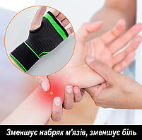 Фіксуючий бандаж чорний на зап'ястя, еластичний спортивний бинт на кисть руки з ременем, універсальний розмір, фото 6