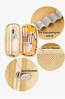 Шкільний пенал на блискавці містка. Пенал розкладний чорний на три відділення для школярів та студентів, фото 3