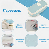 Шкільний пенал на блискавці містка. Пенал розкладний чорний на три відділення для школярів та студентів, фото 6