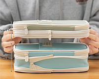 Шкільний пенал на блискавці містка. Пенал розкладний чорний на три відділення для школярів та студентів, фото 5