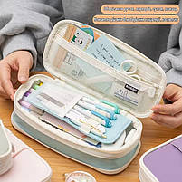 Шкільний пенал на блискавці містка. Пенал розкладний чорний на три відділення для школярів та студентів, фото 7