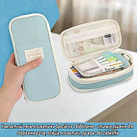 Шкільний пенал на блискавці містка. Пенал розкладний чорний на три відділення для школярів та студентів, фото 8