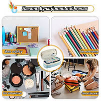 Шкільний пенал на блискавці містка. Пенал розкладний чорний на три відділення для школярів та студентів, фото 10