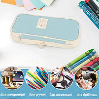 Шкільний пенал на блискавці містка. Пенал розкладний чорний на три відділення для школярів та студентів, фото 9