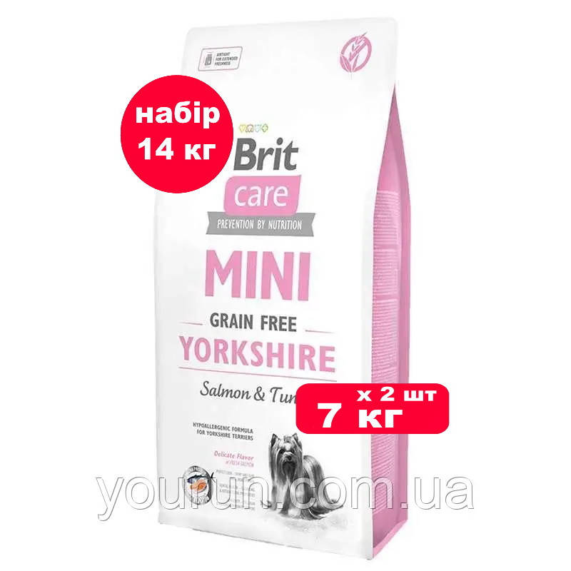 Brit Care Grain Free Mini Yorkshire Беззерновой корм з лососем і тунцем для йоркширських тер'єрів 7кг*2