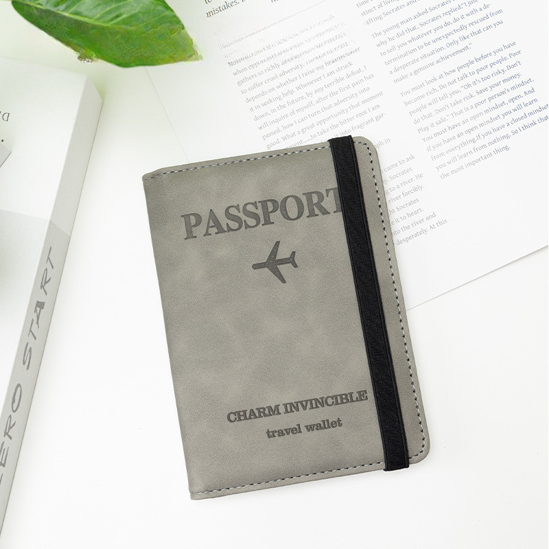 Сіра обкладинка на паспорт з RFID-захистом — екошкіра, відсіки для карток і грошей. Чохол для документів, фото 1