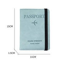 Сіра обкладинка на паспорт з RFID-захистом — екошкіра, відсіки для карток і грошей. Чохол для документів, фото 2