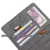 Сіра обкладинка на паспорт з RFID-захистом — екошкіра, відсіки для карток і грошей. Чохол для документів, фото 3