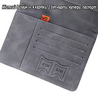 Сіра обкладинка на паспорт з RFID-захистом — екошкіра, відсіки для карток і грошей. Чохол для документів, фото 4