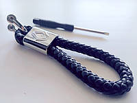 Автомобільний брелок для ключів Renault плетений, екошкіра з логотипом Рено + викрутка