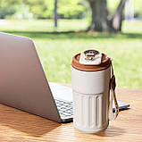 Зручна кавова термочашка з кришкою — ідеальна для офісу та авто, фото 6