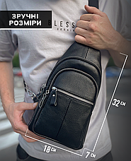 Чоловіча сумка-слінг шкіряна крос боді чорна Tiding Bag A25F-5060A, фото 5