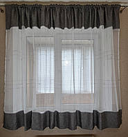 Тюль готова в кухню 3 м "Дамаск" сітка шампань