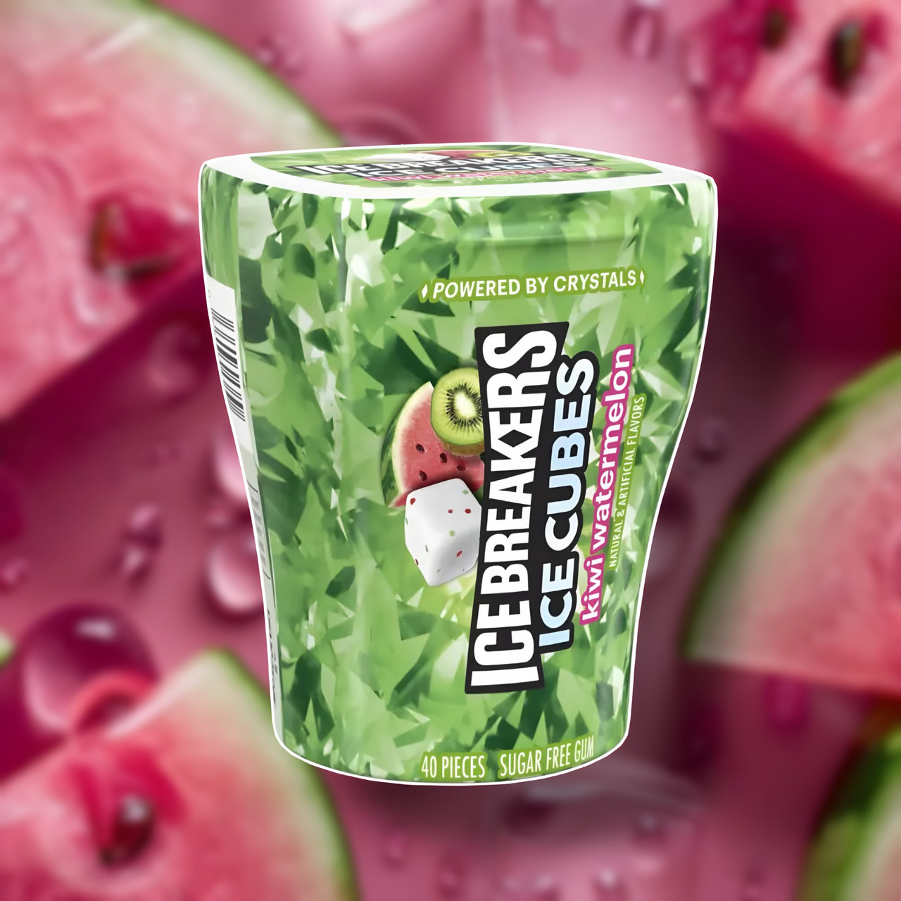 Жувальна гумка "Ківі Кавун" ICE BREAKERS ICE CUBES Kiwi Watermelon Sugar Free Chewing Gum 40 шт