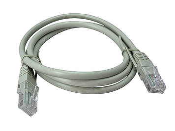 Патч-корд 1 метр,CAT 5E UTP, сірий