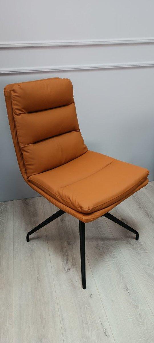 Обідній Стілець CLIFF чорний каркас/жовтогарячий стільці обідні для кухні вітальні м'який сучасний, фото 1