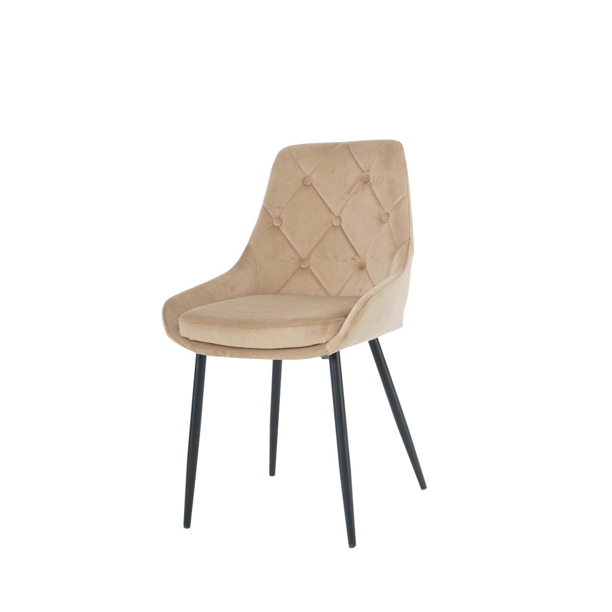 Обідній Стілець ALFIE чорний каркас/беж стільці обідні для кухні вітальні м'який сучасний, фото 1