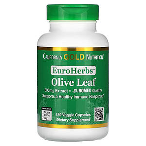 Екстракт листя оливи California Gold Nutrition Olive Leaf Extract 500 мг 180 капс.
