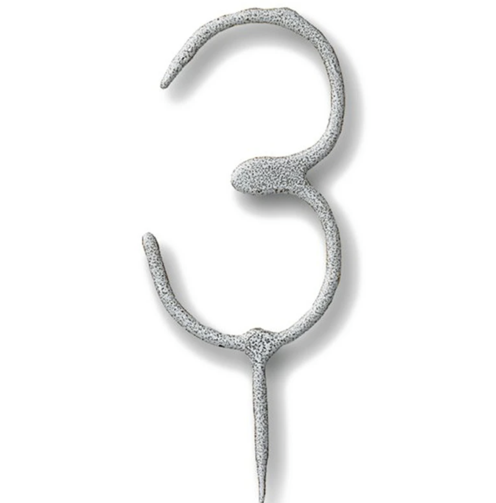 Свічка-цифра бенгальська 3, срібна, фото 1