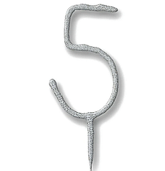 Свічка-цифра бенгальська 5, срібна