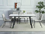 Стіл BARI 120(160)*80 білий ефект мармуру/чорний мат, фото 2