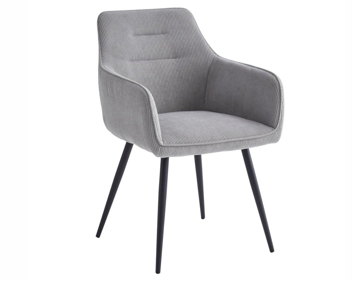 Обідній Стілець ERNEST чорний каркас/світло-сірий тк. стільці обідні для кухні вітальні м'який сучасний, фото 1