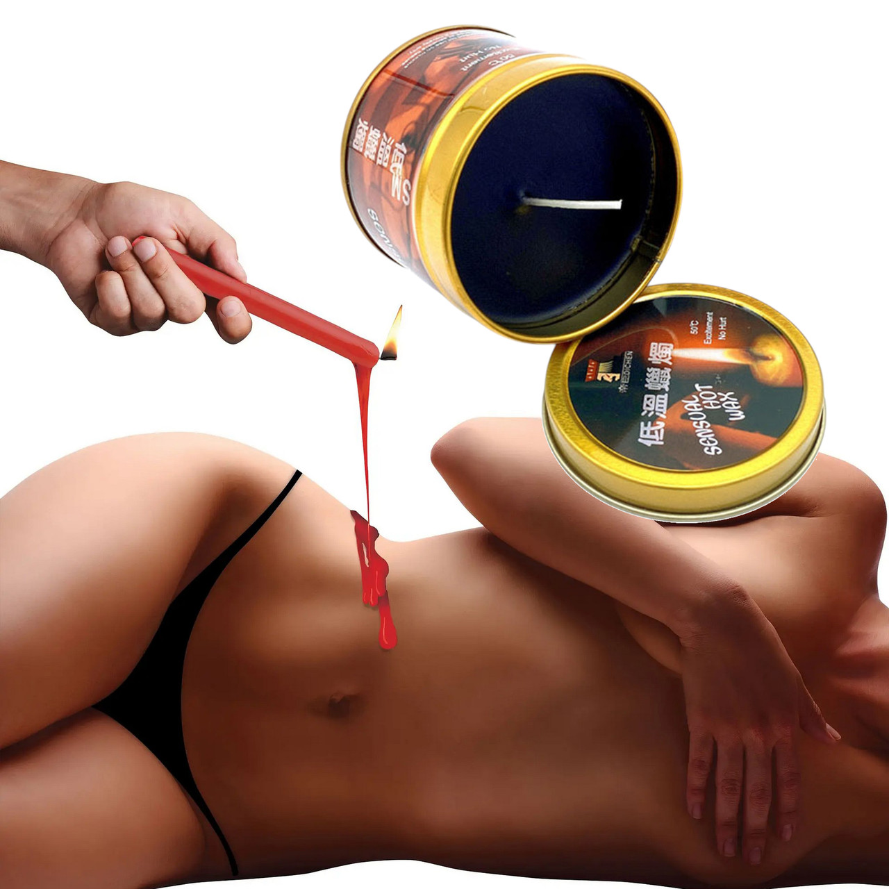 BDSM свічка температура плавлення 50 градусів для сексуальних ігор з воском Чорного кольору