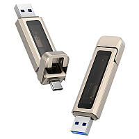 Флеш накопичувач USAMS US-ZB274 USB3.2+Type-C GEN1 Dual Ports Aluminum Alloy 5G Flash Drive 128Gb Silver