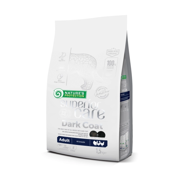 Сухий корм для собак з чорним забарвленням Nature's Protection (Нейчерс Протекшен) Superior Care Dark Coat Adult з птицею 1.5 кг, фото 1