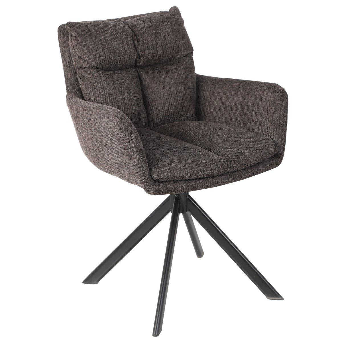 Обідній Стілець HUNTER чорний каркас/коричневий тк. стільці обідні для кухні вітальні м'який сучасний, фото 1