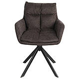 Обідній Стілець HUNTER чорний каркас/коричневий тк. стільці обідні для кухні вітальні м'який сучасний, фото 2