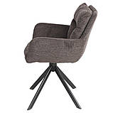 Обідній Стілець HUNTER чорний каркас/коричневий тк. стільці обідні для кухні вітальні м'який сучасний, фото 3