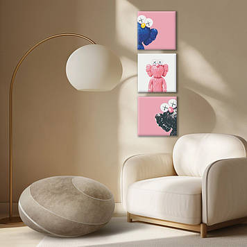 Картина за номерами Riviera Blanca, комплект з 3-х картин Сolors Kaws 25х25 см (RB-1134)