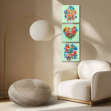 Картина за номерами Riviera Blanca, комплект з 3-х картин Самчиківка 25х25 см (RB-1143)