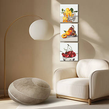 Картина за номерами Riviera Blanca, комплект з 3-х картин Frutti 25х25 см (RB-1144)