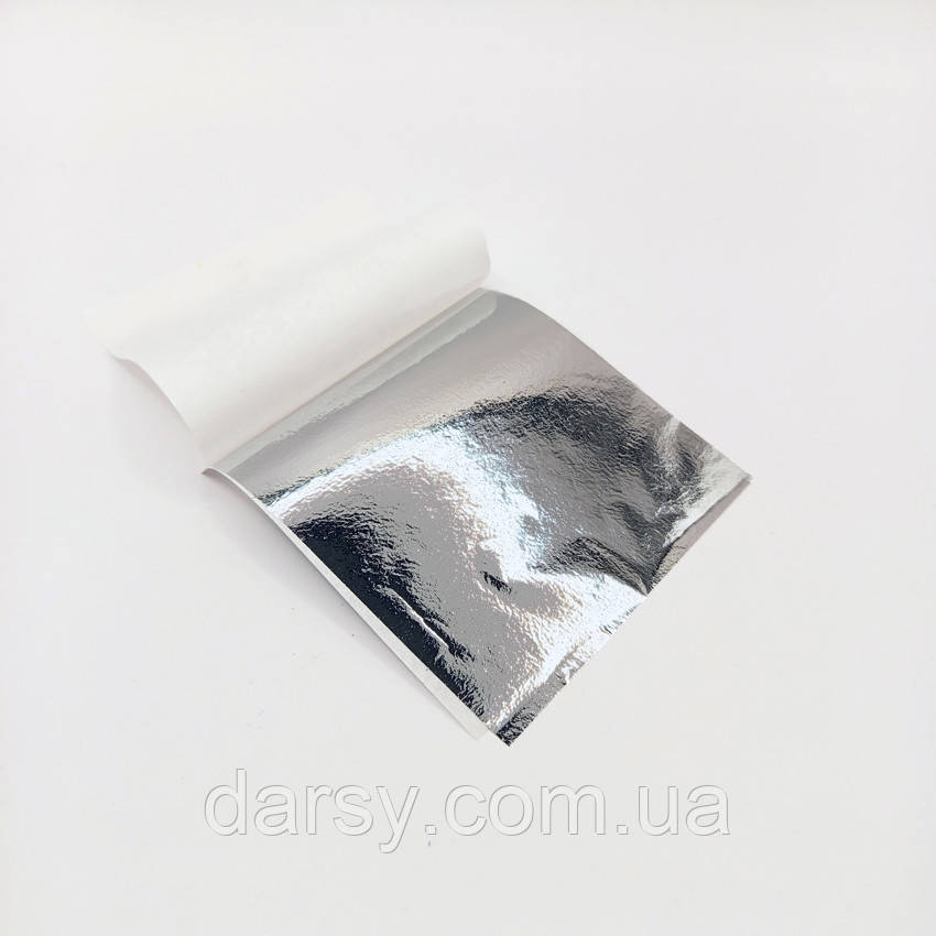 Декоративне золото Поталь листова Срібло (25 аркушів) 8х8 см (PL-02), фото 1