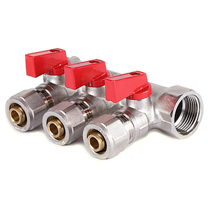Колектор з кульовими кранами і фітингом Koer KR.1125-3 3/4”x3 ways (KR2836)