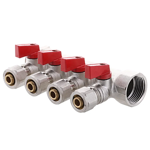 Колектор з кульовими кранами і фітингом Koer KR.1126-4 1”x4 ways (KR2840)