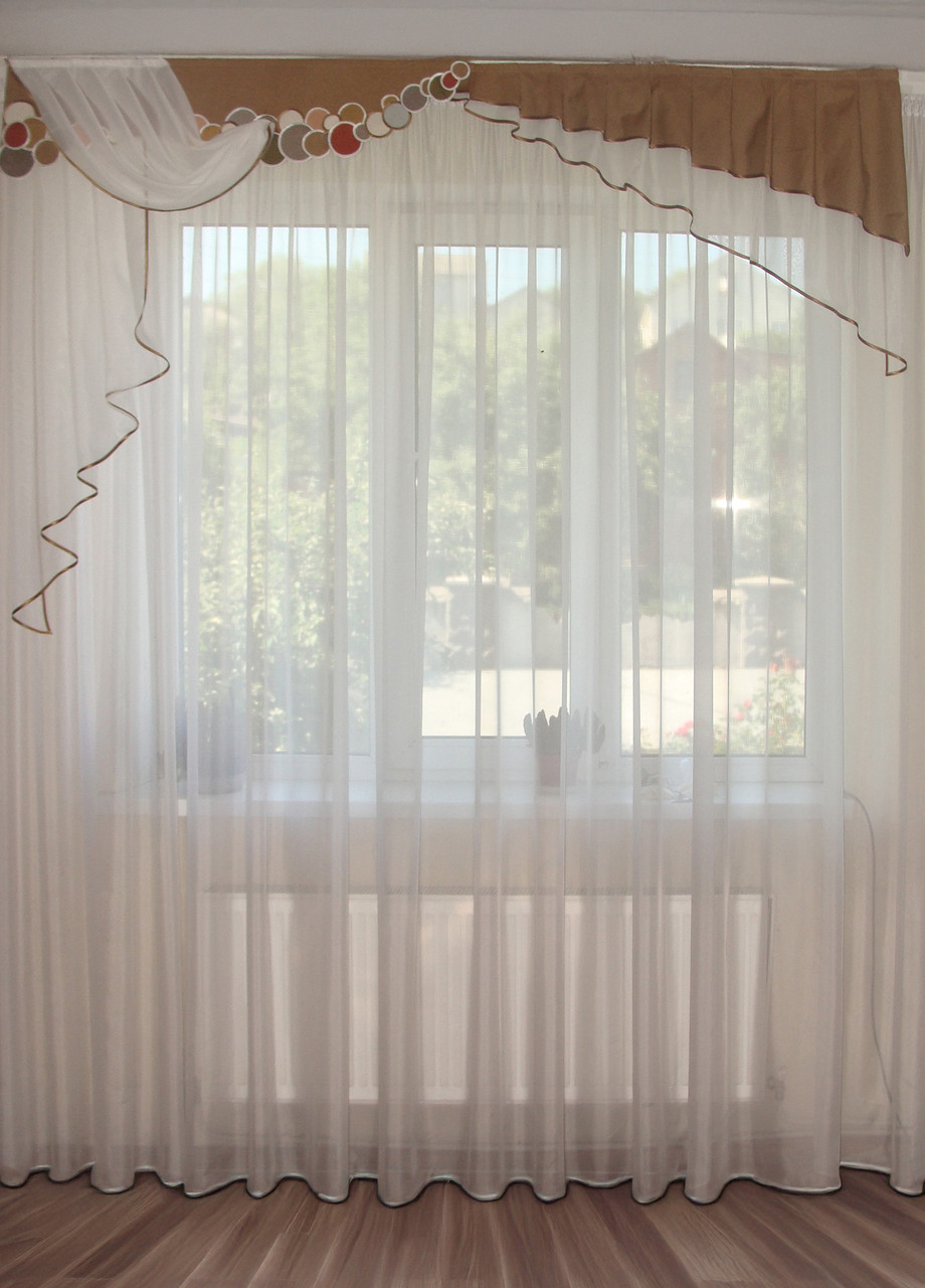 Жорсткий ламбрекен Firanka Смайл 2м коричневий (30_2ж), фото 1