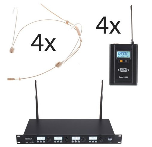 Радіосистема з головним мікрофоном (4 шт) SIRIUS Quad R/4B 4 Headmike O 470 Set, фото 1